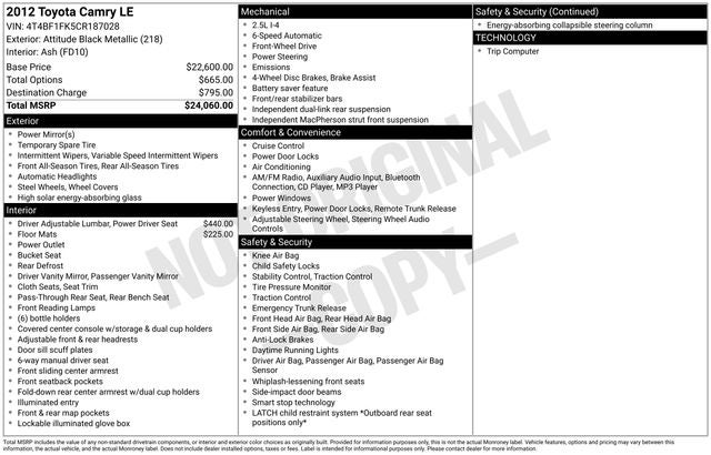 2012 Toyota Camry LE