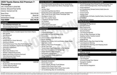2020 Toyota Sienna XLE Premium 7 Passenger